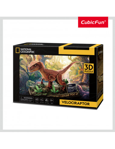 Cubic Fun - Puzzle 3D Velociraptor 63 Piese,CUDS1053h