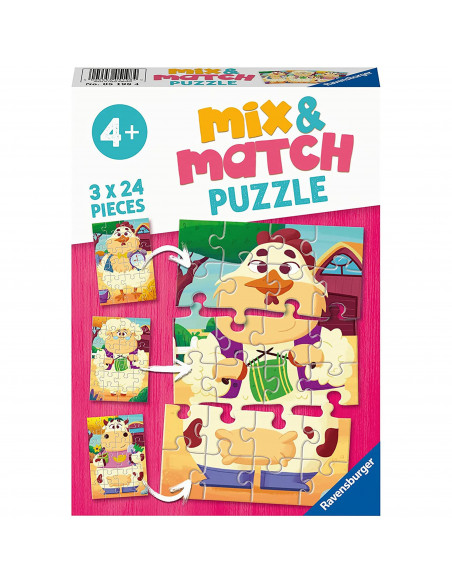 Puzzle Mix&Match Prietenii De La Ferma, 3X24 Piese,RVSPC05198