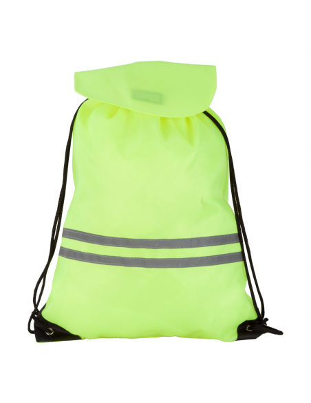 Rucsac cu 2 dungi reflectorizante si inchidere cu scai, Galben Rucsac cu 2 dungi reflectorizante si inchidere cu scai, Galben