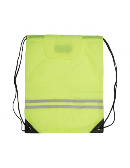 Rucsac cu 2 dungi reflectorizante si inchidere cu scai, Galben Rucsac cu 2 dungi reflectorizante si inchidere cu scai, Galben
