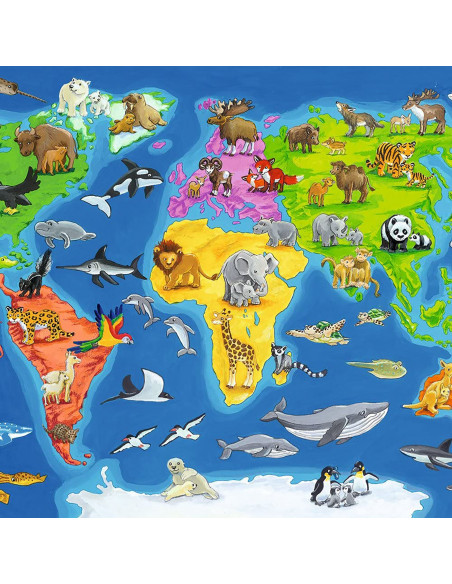 Puzzle Harta Lumii Cu Animale, 30 Piese,RVSPC06641