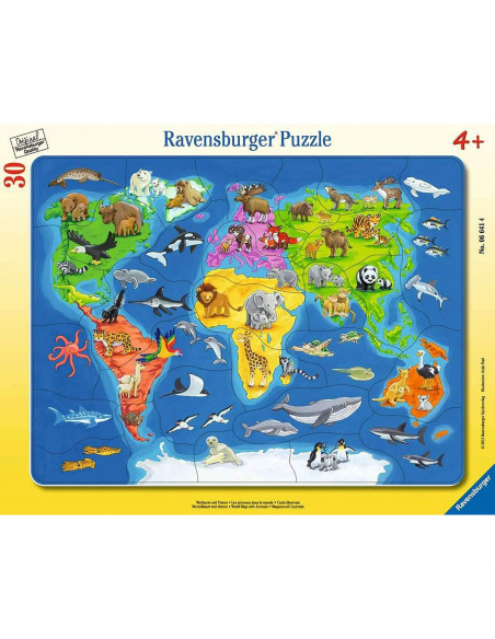 Puzzle Harta Lumii Cu Animale, 30 Piese,RVSPC06641