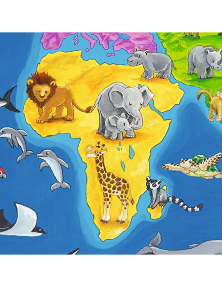 Puzzle Harta Lumii Cu Animale, 30 Piese,RVSPC06641