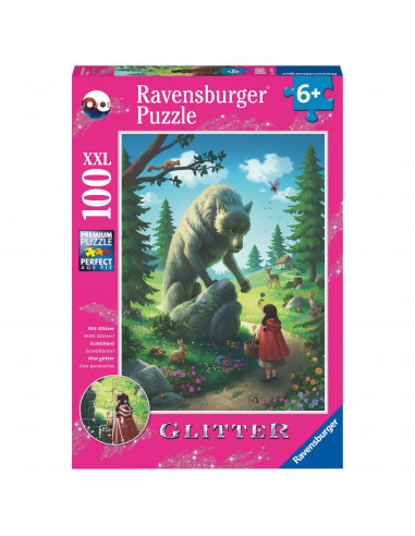 Puzzle Scufita Rosie Si Lupul, 100 Piese Glitter,RVSPC12988