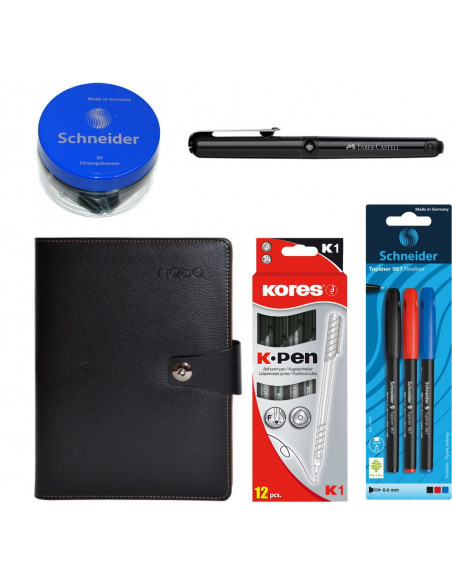 Set Agenda A5 cu buton, Stilou FAber Castell Vario, Rezerve