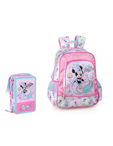 Set scoala Minnie 4 - Ghiozdan scoala si penar echipat cu 3