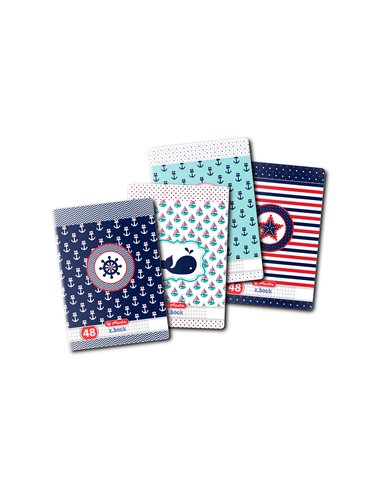 9478270-10,Set 10 Caiete Herlitz, A5 48 File, Patratele, motiv Nautica