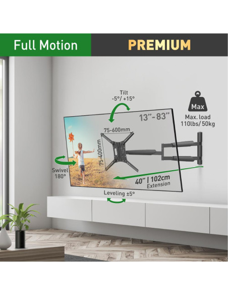 Suport TV de perete LCD/Plasma plat/curbat Barkan, BM443XL
