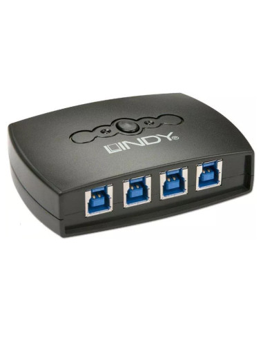 Switch USB Lindy LY-43144, 4 Port, USB 3.0, Negru,LY-43144