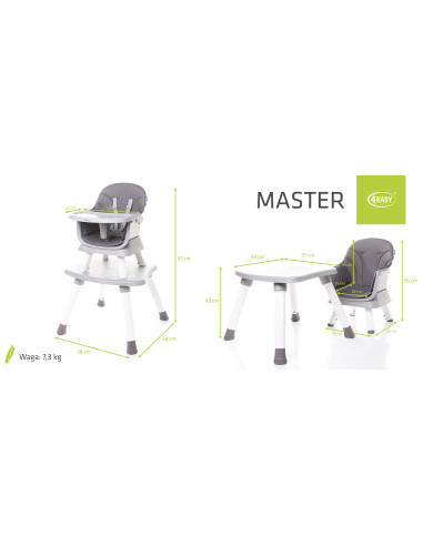 4BABY-957541,Scaun de masa transformabil booster 4Baby MASTER 6 in 1 Gri