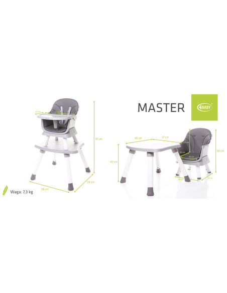 4BABY-957541,Scaun de masa transformabil booster 4Baby MASTER 6 in 1 Gri