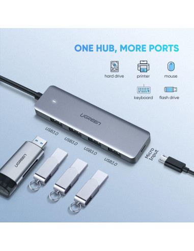 HUB extern Ugreen, "CM219" porturi USB: USB 3.0 x 4, conectare