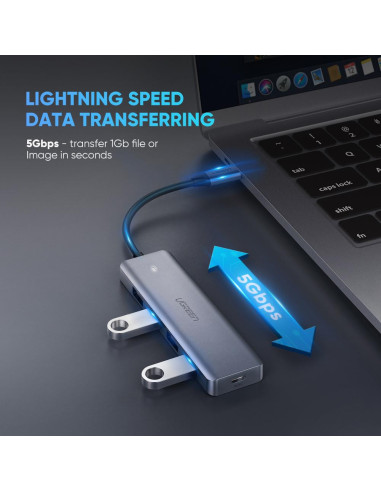 HUB extern Ugreen, "CM219" porturi USB: USB 3.0 x 4, conectare