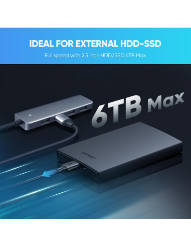 HUB extern Ugreen, "CM219" porturi USB: USB 3.0 x 4, conectare