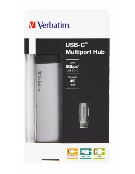 HUB extern VERBATIM, USB 3.0 x 2, HDMI x 1 (4K@30Hz), USB Type