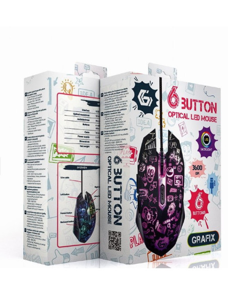 MOUSE GEMBIRD, gaming, cu fir, USB, optic, 3600 dpi