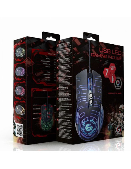MOUSE GEMBIRD, gaming, cu fir, USB, optic, 3600 dpi