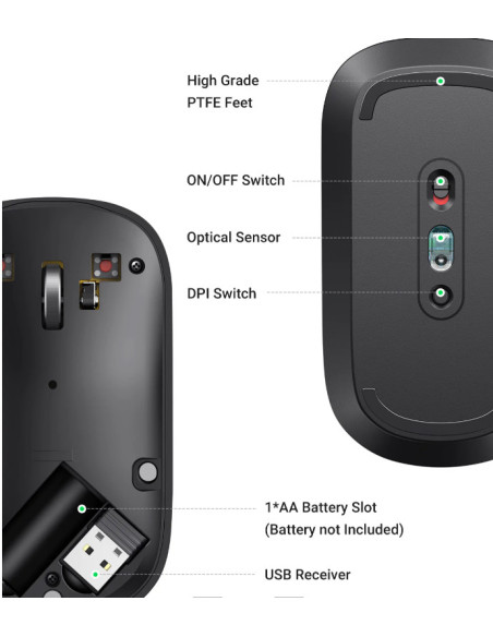 MOUSE Ugreen, "MU001" PC sau NB, wireless 2.4GHz, optic, 3/1