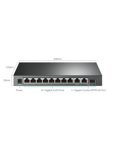 SWITCH TP-LINK 10-Port Gigabit Desktop Switch cu 8-Port PoE+