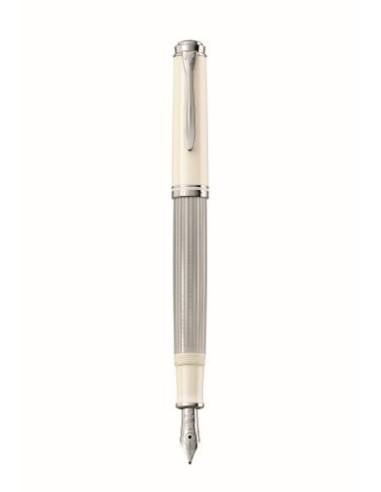 815468,Stilou souveran m405 penita f din aur 16k corp silver-white accesorii placate cu argint