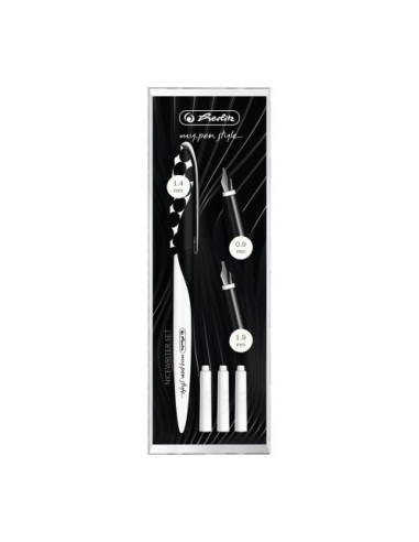 50040377,Stilou my.pen style caligrafie+3 penite, dimensiune 0,9/1,4/1,9, just black - cutie eleganta din plastic