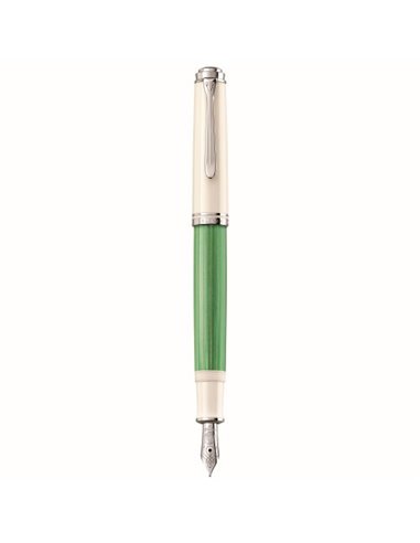 818193,STILOU SOUVERAN M605 PENITA F CORP GREEN-WHITE ACCESORII PLACATE CU ARGINT CUTIE CADOU