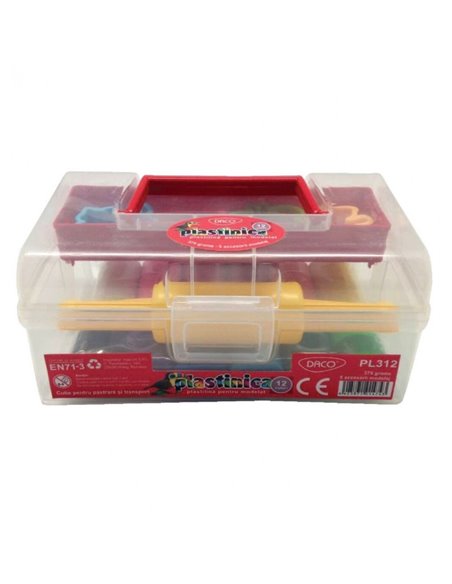 PL312,Plastilina Daco PL312, 12 culori, 375 g, 5 accesorii modelaj PL312,Plastilina Daco PL312, 12 culori, 375 g, 5 accesorii modelaj