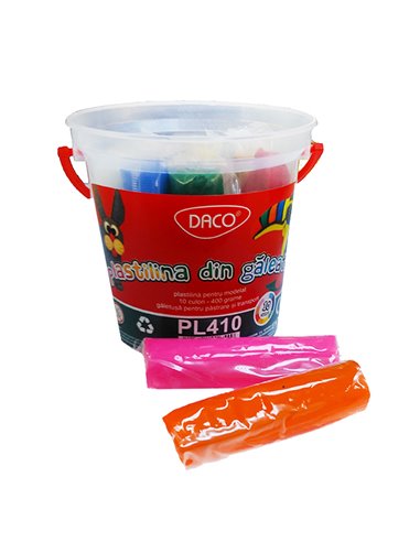 PL410,Plastilina modelat in galeata Daco PL410, 10 culori, 400 g