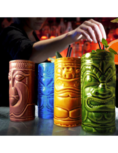 Set 4 Cani exotice din ceramica - Tiki Mugs,MH-04070