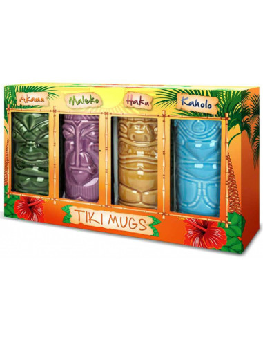Set 4 Cani exotice din ceramica - Tiki Mugs,MH-04070