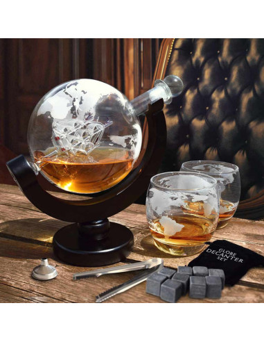Set decantor glob whisky si cuburi pentru racire,MH-04520