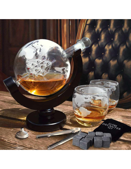 Set decantor glob whisky si cuburi pentru racire,MH-04520