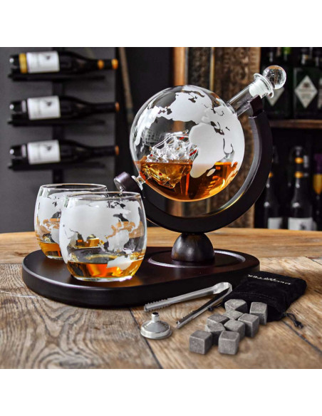 Set decantor whisky Glob Pamantesc Deluxe,MH-04976