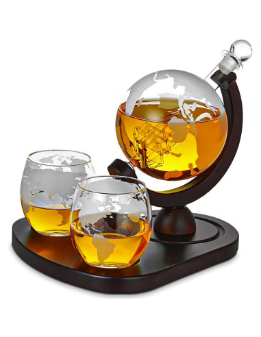 Set decantor whisky Glob Pamantesc Deluxe,MH-04976