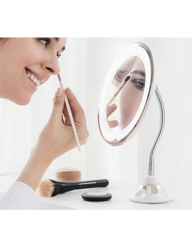 Oglinda cosmetica cu led cu picior flexibil si