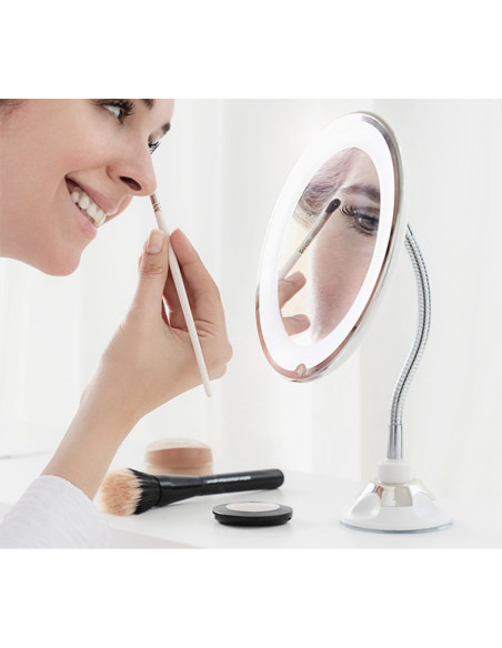 Oglinda cosmetica cu led cu picior flexibil si