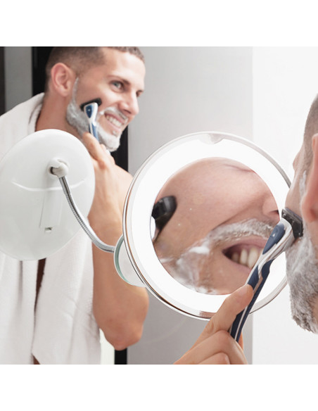 Oglinda cosmetica cu led cu picior flexibil si