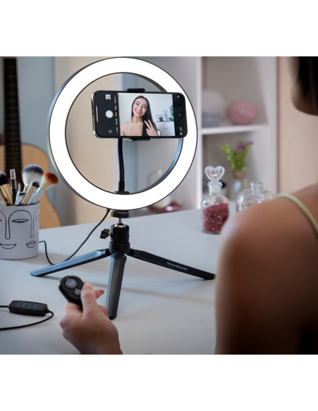Lampa circulara LED cu trepied si suport selfie pentru