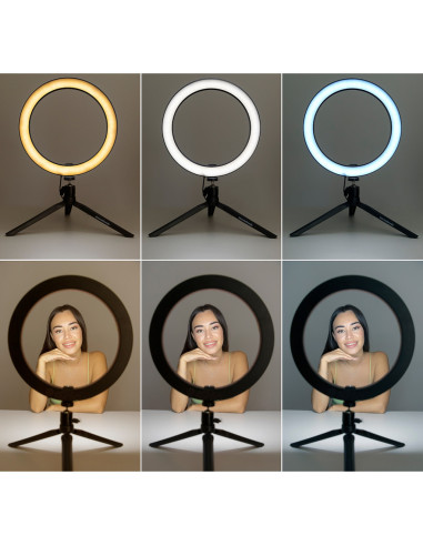 Lampa circulara LED cu trepied si suport selfie pentru