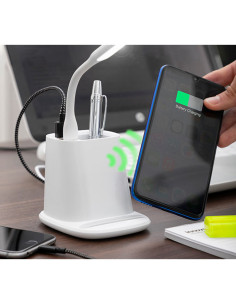 Incarcator wireless cu suport organizator si lampa led usb 2