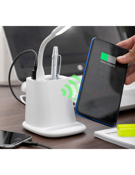 Incarcator wireless cu suport organizator si lampa led usb