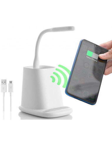 Incarcator wireless cu suport organizator si lampa led usb