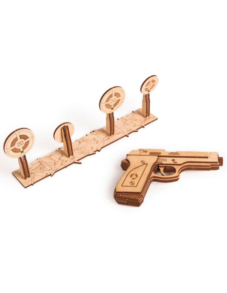 Puzzle 3D din lemn pistol M1 si poligon de tragere,UD-00010