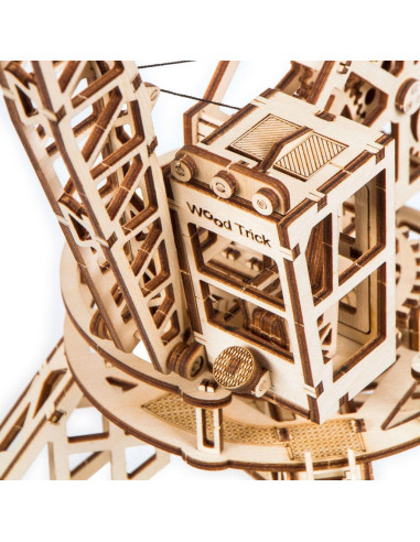 Puzzle 3D mecanic din lemn macara cu container,UD-00005