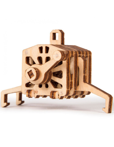 Puzzle 3D mecanic din lemn macara cu container,UD-00005