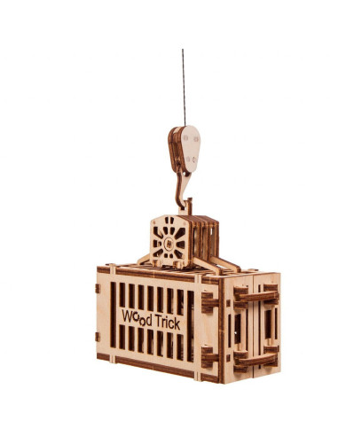 Puzzle 3D mecanic din lemn macara cu container,UD-00005