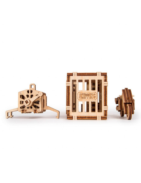 Puzzle 3D mecanic din lemn macara cu container,UD-00005