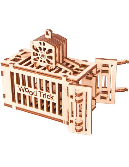 Puzzle 3D mecanic din lemn macara cu container,UD-00005