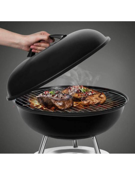 Gratar rotund negru cu capac Algon - 34 CM,BG-S2209900