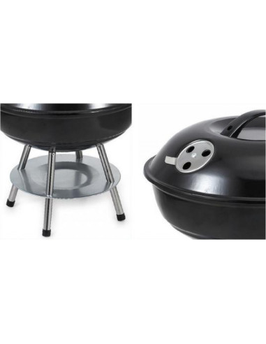 Gratar rotund negru cu capac Algon - 34 CM,BG-S2209900